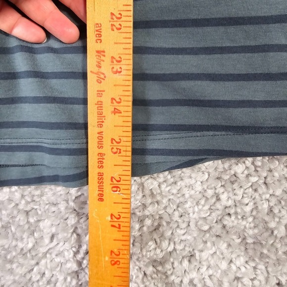 Lululemon Shirt Mens Small Green Striped Short Sleeve Pullover Stretch Active - Picture 7 of 8